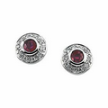 14K White 3.5 mm Genuine Ruby & 1/10 CTW Diamond Round Earring